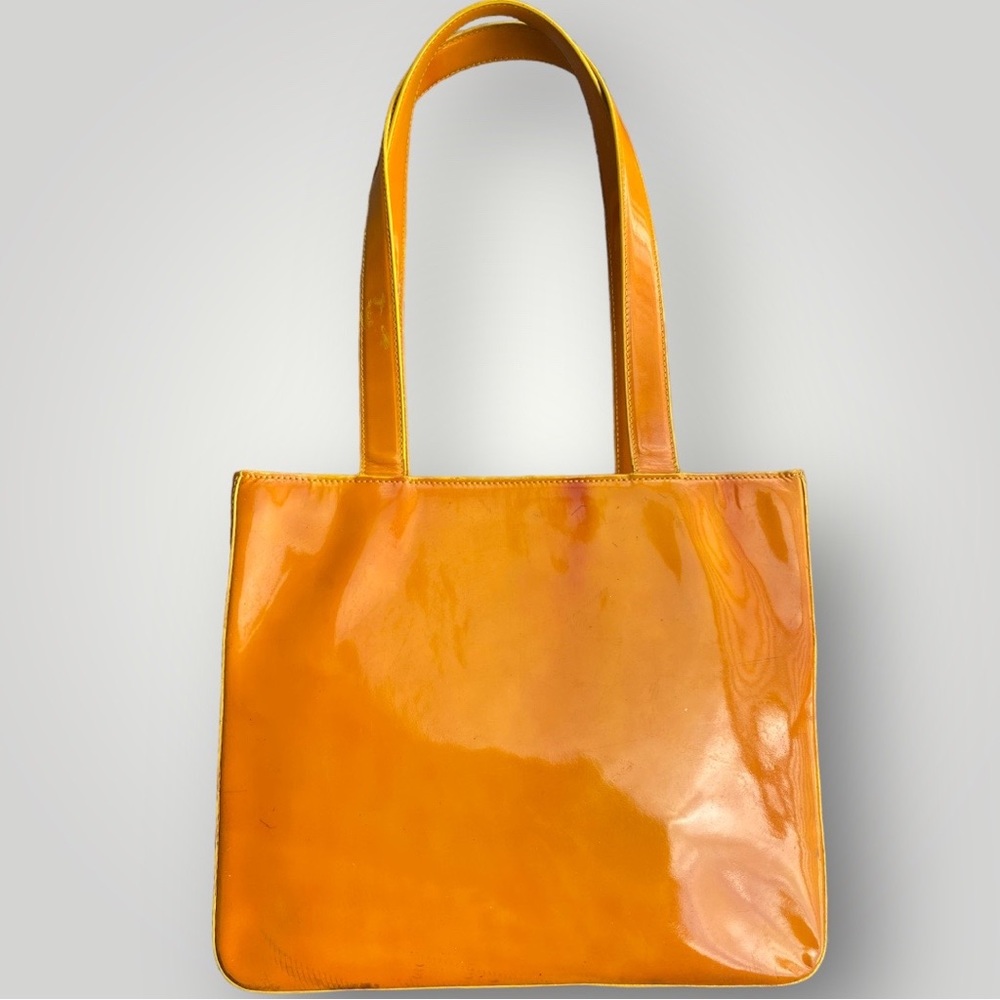 Chanel Orange Patent Leather Tote Bag - Picture 12 of 13